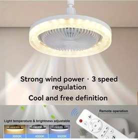 Resim Xuweiwei 10 İnç E27 Beyaz Kristal Akıllı Fan Işığı Ampul 17 Mod Uzaktan Kumandalı 3000k 6500k 3 Hız 3 Renk Evrensel Bağlantı İç Mekan Kullanım 