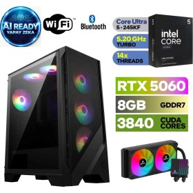 Resim MSI Şafak-Gaming Pc | Yapay Zeka Destekli |intel Core Ultra 5 245KF | Rtx 5060 8gb | 32 GB Ddr5 Ram | H810 Anakart | 1tb Nvme 5000 4000 | 240MM Sıvı Soğutma - 