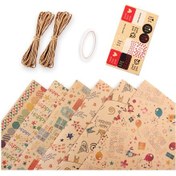 Resim Kangvka Doğum Günü Paketleme Seti - 6 Farklı Desenli Kauçuk Kağıt 50x70cm + Bandıka + İp + Sticker 