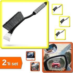 Resim Araba Cam Buz Kazıyıcı Fırçalı + Oto Yan Ayna Yağmur Önleyici Film 2li Set H2LM9Q 