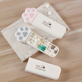 Resim Yaratıcı Mini Kedi Pati İlaç Kutusu - 3 Bölmesi Olan Taşınabilir Günlük İlaç Saklama Kutusu, Ayakta Duran Plastik İlaç Dağıtıcısı - Sevimli Çok Amaçlı Takı Tutucu, Elektrik Gerektirmez - 1 Paket 
