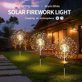 Resim su geçirmez güneş enerjili dekoratif lamba, avlu, bahçe, villa, dış mekan aydınlatma dekorasyonu, 8 dış mekan aydınlatma modu, güneş enerjili havai fişek şekilli lamba 