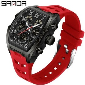 Resim Oldfriend Sanda Işıklı Erkek Spor Saati Siyah Kırmızı Dayanıklı Kadran Ve Koşu Kronometre Diğer 