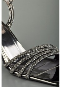 Resim Şeffaf Topuklu Abiye Ayakkabı Düz Kesim Platin 