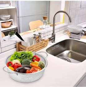 Resim Paslanmaz Çelik Kulplu Çok Amaçlı Makarna Un Meyve Sebze 2'li Süzgeç 25 22 Cm Çok Renkli 