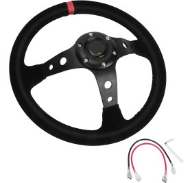 Resim Creatorally Evrensel 35 Cm/14 Inç 6 Cıvata Oto Araba Yarışı Direksiyon Boynuz Kırmızı (Yurt Dışından) 