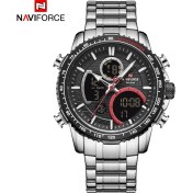 Resim Navıforce/lingxiang 9182 Erkek Saati Su Geçirmez Kuvars Saat Spor Moda Elektronik Saat Çelik Bantlı Saat Beyaz Kabuk Siyah Titanyum 