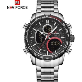 Resim Navıforce/lingxiang 9182 Erkek Saati Su Geçirmez Kuvars Saat Spor Moda Elektronik Saat Çelik Bantlı Saat Beyaz Kabuk Siyah Titanyum 