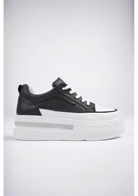 Resim Muggo Tomova Günlük Kalın Taban Bağcıklı Taşlı Kadın Sneaker Spor Ayakkabı 001 