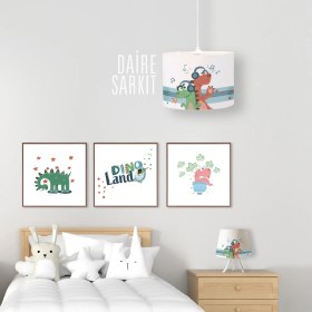 Resim Popcorn Kids Cute Dıno Daire Sarkıt Aydınlatma (Large) 