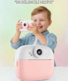 Resim Tekvora Pembe Çocuk Fotoğraf Makinesi | Anında Baskı | Termal Yazıcı | Video Kayıtlı | Şarjlı 