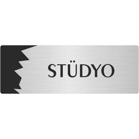 Resim Özarslan Dizayn Metal Departman Kapı İsimliği, Yönlendirme levhası Stüdyo 7X20 Cm Gümüş Renk 