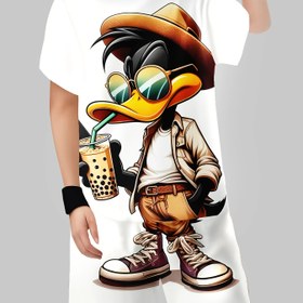 Resim Erkek Çocuklar İçin Moda 3D Baskılı Günlük Kazak Kısa Kollu Şort Takımı, Erkek Çocukları Dış Mekan Tişört ve Şort Seti 