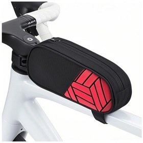 Resim Fosenze Bisiklet Üst Çerçeve Çantası, 1l Su Geçirmez, Reflektörlü, Hızlı Montaj, Cep Telefonu Anahtar Cüzdan Saklama, Siyah-kırmızı Kırmızı 