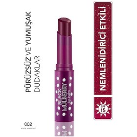 Resim Flormar Lip Balm Meyve Kokulu Renkli Dudak Nemlendiricisi 002 Black Mulberry 