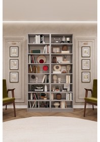 Resim Asra Trend %100 MDFLAM Kül Gri Kitaplık K-11 