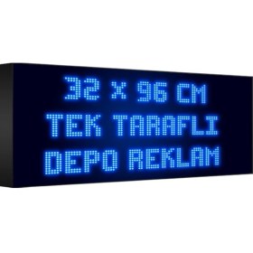 Resim Depo Tabela Reklam Mavi Kayan Yazı LED Tabela 32 x 96 cm Tek Taraflı Depo Reklam Tabela 