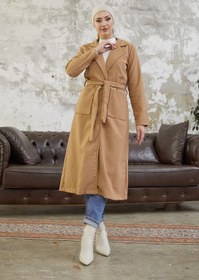 Resim Esre Store Kemerli Tesettür Kaban Camel 