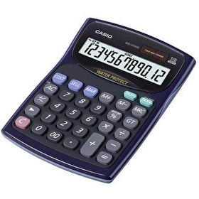 Resim Casio WD-220MS-BU 12 Haneli Su Ve Toza Dayanıklı Masaüstü Siyah Hesap Makinesi 