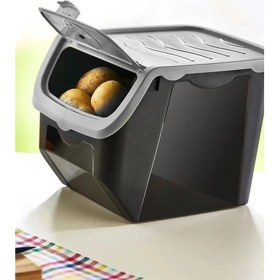 Resim Mutfak Köşesi Coral 12 Litre 2'li Soğan Patates Saklama Kutusu Siyah-Gri Patates Soğanlık 