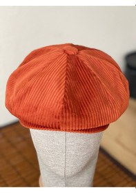 Resim Aida Jewelss Kışlık Kadife Ingiliz Kasket Peaky Blinders Model Erkek Kasket Dökümlü Kadife Kasket Kiremit 