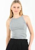 Resim citadium Kadın Gri Kaşkorse Kolsuz Crop Bluz 