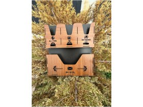 Resim Modern Siyah Ahşap Posta Kutusu ve Fatura Kutusu, Şık ve Dayanıklı Tasarım 