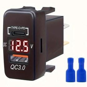 Resim Fochsia 1 Adet Hızlı Şarj 3.0 Ve Pd Çift Usb Portlu Kırmızı Işıksız Şarj Cihazı Adaptörü Mat Yüzey Usb Type-c Toyota Araçlar İçin 