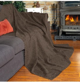 Resim Jakarlı Şönil Koltuk Örtüsü Kanepe Örtüsü Koltuk Şalı 110x175 2 Ad. Kaymaz Kahve Kahve 