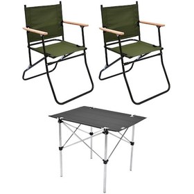 Resim 2 Adet 120 Kg Kapasiteli Katlanır Kamp Sandalyesi Ve 50x70 Kamp Masası Seti-2-as-5070 Çok Renkli 