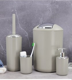 Resim Banyo Aksesuar Seti, Çöp Kovası Seti Bej 