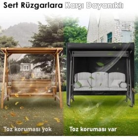 Resim Hype Store Bahçe Salıncak Koruma Örtüsü Üç Kişilik Tenteli Hamak Bahçe Salıncağı Koruma Kılıfı Su Geçirmez Branda Dayanıklı 210X125X170CM Siyah 