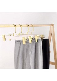 Resim Faravis Atelier Beyaz - Gold Ahşap Pantolon Ve Etek Askısı Amerikan Kancalı 10 Adet Özel Seri 