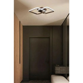 Resim Kare Hol,antre,yatak Odası,çocuk Odası Için Modern LED Avize Siyah Kasa Beyaz Işık 