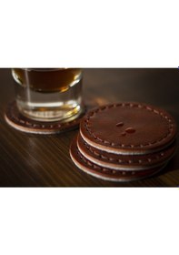 Resim Hakiki Deri Bardak Altlığı Colorado (Dörtlü Set) Kahverengi 