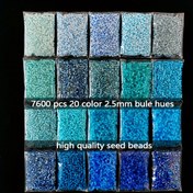 Resim 7600 Delica Boncuk, 2.5mm, Ultra Yüksek Kaliteli Mavi Antika Pirinç Tohum Boncuklar, Takı Yapımı Setinde. Her Sette 20 Renk (Her Paket 5 Gram, Toplam 100 Gram/3.53 Ons). El Yapımı Dokuma Takı, Fransız Nakış Sanatı için Uygundur. 