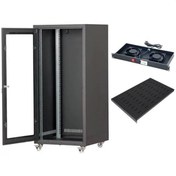 Resim Setrack 19" 16U 600 x 600 Tekerlekli Rack Kabinet + Fan + Sabit Raf 