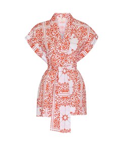Resim Dafne Kimono Yelek Tile Paisley Turuncu/ Beyaz - Turuncu/ Beyaz / Standart 