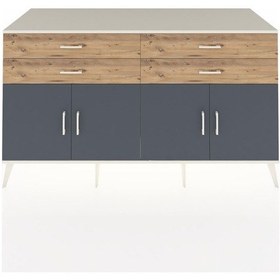 Resim Kronos Konsol 2 Raflı 4 Çekmeceli 8 Kapaklı 176x59x99 Aytaşı-antr Aytaşı-antrasit/çam 