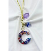 Resim Renkli Nazar Boncuklu C Harfi Araba Dikiz Ayna Süsü, Yeni Araba Hediyesi 