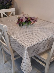 Resim İthal Silinebilir Pvc Masa Örtüsü Kaymaz Tabanlı, Kumaş Görünümlü Pvc Masa Örtüsü İthl4441 Bej 