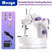Resim Mooye DC202A Mor Taşınabilir Dikiş Makinesi - LCD Ekran, Gece Lambası ve Ayak Pedali Kontrolü ile Kompakt Tasarım, Ev DIY El Sanatları için USB Şarj, Doğum Günleri ve Tatiller için İdeal Hediye, Mini Dikiş Makinesi, Tatil Hediye Aracı, Dekoratif Dikiş Makinesi, Kolay Kullanım Makinesi 