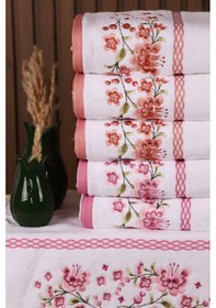Resim Özdilek Azalea 6'lı Nakışlı Pamuklu Işlemelik Çeyizlik 50 90 El Yüz Havlusu Çok Renkli 