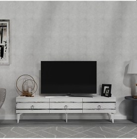 Resim İpek 180 Cm Tv Sehpası Alt Modül Beyaz-gümüş 