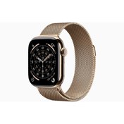 Resim Apple Watch Series 11 GPS + Cellular, 42 mm Altın Rengi Titanyum Kasa ve Altın Rengi Milano Loop 