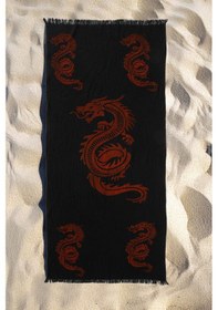 Resim Varol Organik %100 Pamuk Müslin Peştemal - Viserion Vıserıonkırmızı/standart Kırmızı - Siyah 