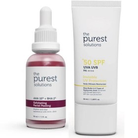 Resim The Purest Solutions Canlandırıcı ve Ton Eşitleyici Yüz Peeling Serum + Spf 50+ Güneş Koruyucu Set 