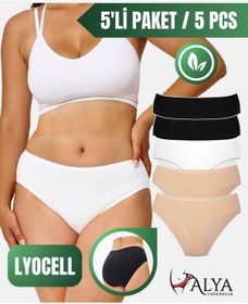 Resim Alya Underwear Kadın Külot, Lyocell Kumaş Külot, Ter Emici Rahat Ve Dayanıklı Kadın İç Çamaşırı, Liyosel Slip Çok Renkli P02 