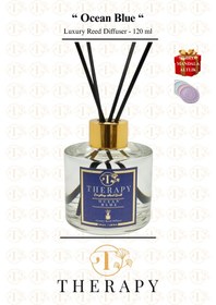 Resim Therapy Smell, Ocean Blue - Lüks Çubuklu Oda Kokusu / 120 Ml / Extra Clear Silindir Cam Şişe / Metal Altın Kapak / Hediyeli Okyanus 