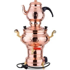Resim Ardıç Endüstriyel Cahvee Bakır Semaver I Elektrikli I 4lt + 1,5 Lt Demlik 